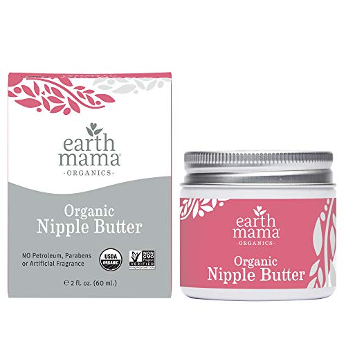 Organic Nipple Butter Breastfeeding Cream by Earth Mama , Lanolin-free,  Postpartum Essentials Safe for Nursing, Non-GMO Project Verified, 2-Fluid  Ounce 2 Fl Oz (Pack of 1) 